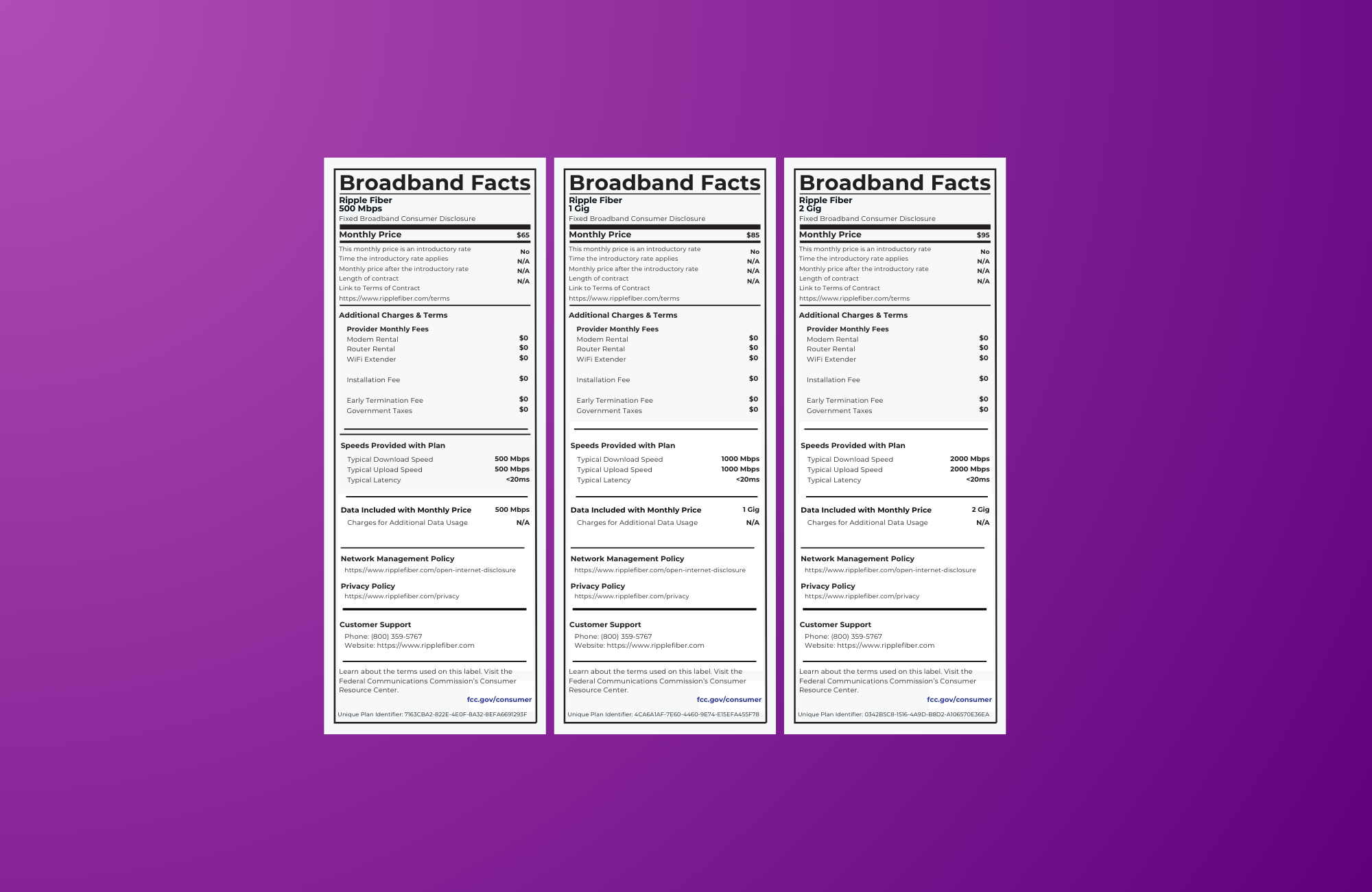 Ripple Fiber Introduces Broadband Consumer Labels